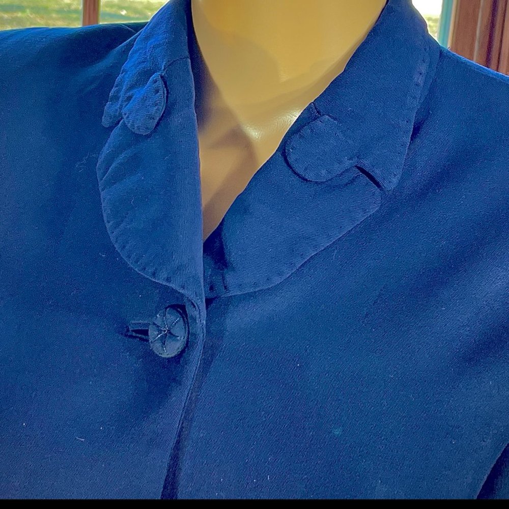 ▪️VTG▪️FORSTMANN▪️1940's 1950's 2-Piece Navy Blue Tailored Wool Skirt Suit - Picture 3 of 15